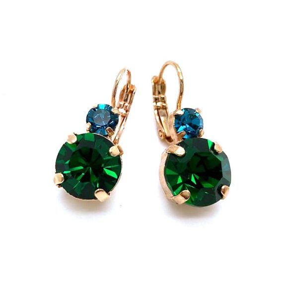 Earrings By Mariana Woman Emerald and Aquamarine Swarovski Crystals