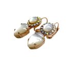 Mariana Earrings Timeless White Shell Mineral & AB Austrian Crystals Holiday Lights Winter 2019 Coll. - Image 2
