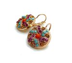 Mariana Earrings Sassy Turq, Hyacinth, Topaz & Fuchsia Austrian Crystals Fantasy Nirvana Coll. - Image 2