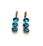 Mariana Earrings Triple Tier Sapphire Austrian Crystals My Treasures Coll.
