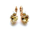 Mariana Earrings Heart Shaped Golden Shadow & Cream Pearl Austrian Crystals My Treasures Coll.