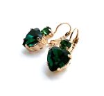 Mariana Earrings Classy Heart Shaped Gr. Tourmaline & Emerald Austrian Crystals My Treasures Coll. - Image 2