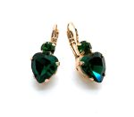 Mariana Earrings Classy Heart Shaped Gr. Tourmaline & Emerald Austrian Crystals My Treasures Coll.