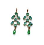 Mariana Earrings Fern Beaded Emerald & Fern Green Austrian Crystals My Treasures Coll.