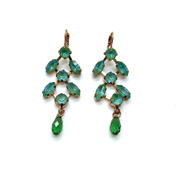 Mariana Earrings Fern Beaded Emerald & Fern Green Austrian Crystals My Treasures Coll.