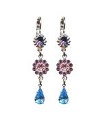 Mariana Earrings Dangling Floral Vitrail Light, Lt Rose & Sapphire Austrian Crystals Winter 2019 Coll. - Image 2