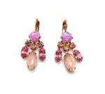 Earrings By Mariana Woman Rhodochrosite Mineral and Pink Swarovski Crystals