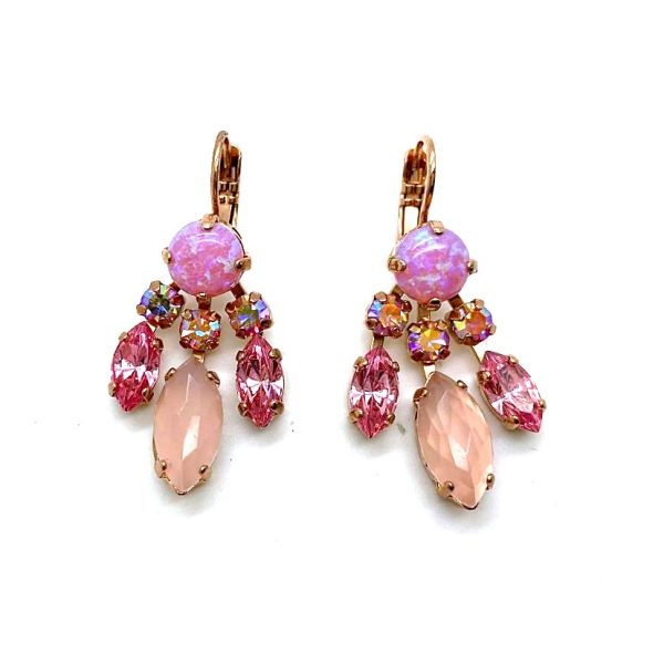 Earrings By Mariana Woman Rhodochrosite Mineral and Pink Swarovski Crystals