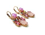 Earrings By Mariana Woman Rhodochrosite Mineral and Pink Swarovski Crystals - Image 3