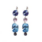 Mariana Earrings Exquisite Dangling Tanzanite, Lt Rose & Sapphire Austrian Crystals Winter 2019 Coll. - Image 2