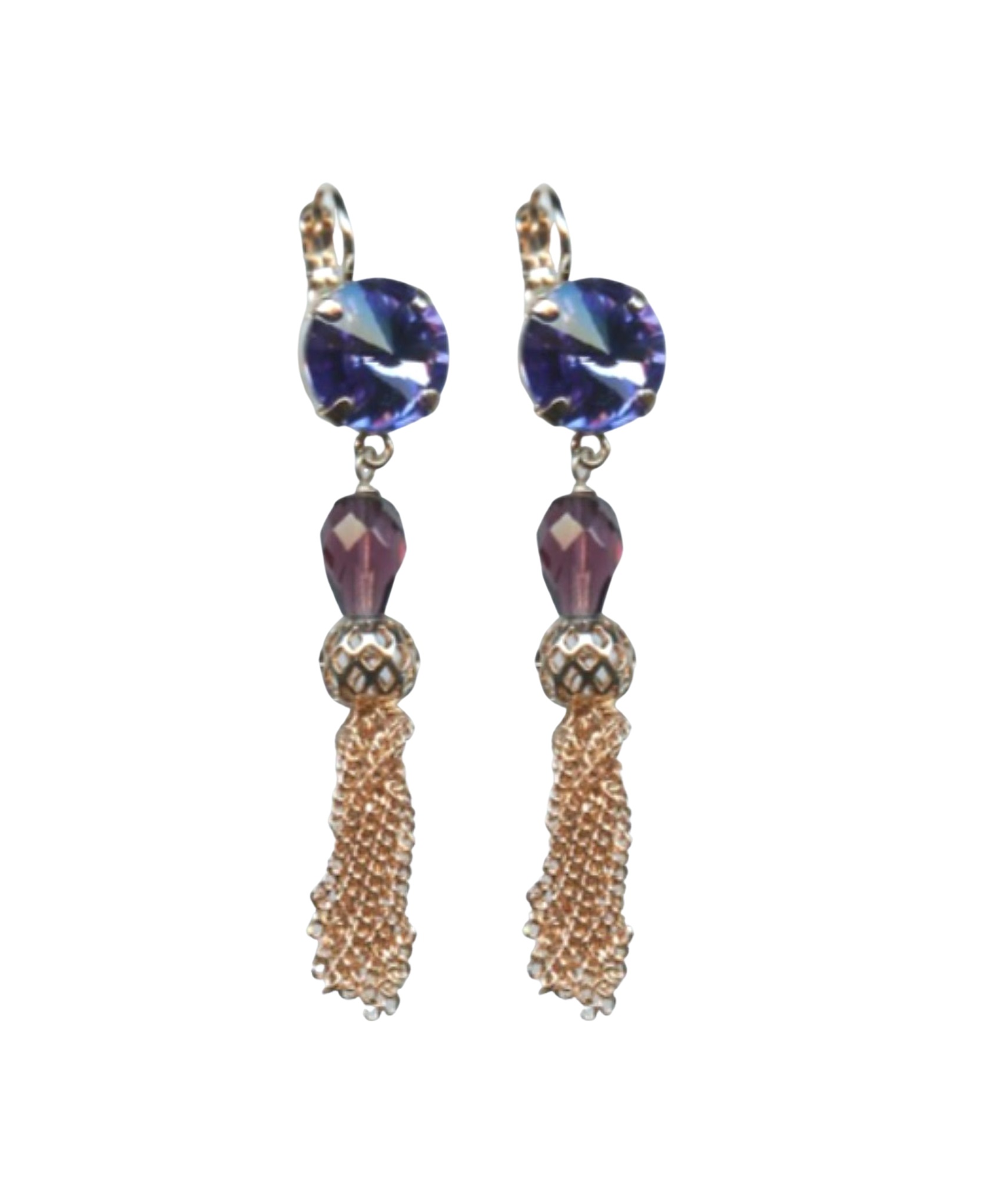 E-1423-5-144-RG6 (1) Earrings By Mariana Woman Playful Purple Velvet and Amethyst Swarovski Crystals - Image 1