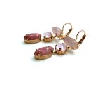 Earrings By Mariana Woman Glamorous Rhodochrosite Mineral and Opal Swarovski Crystals - Image 2