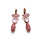 Earrings By Mariana Woman Glamorous Rhodochrosite Mineral and Opal Swarovski Crystals