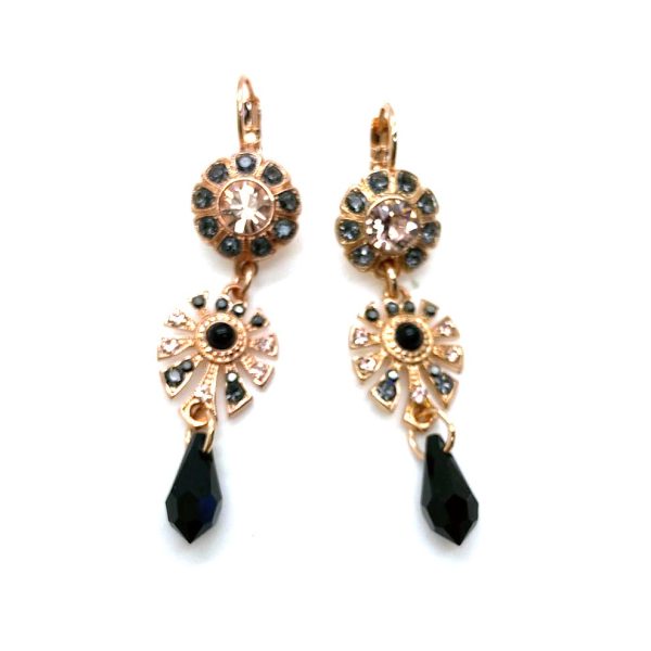 Mariana Earrings Soulful Dangling Blk Diamond, Jet & Vintage Rose Black Velvet Songbook Coll.