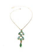 Mariana Necklace Pendant Fern Shaped Emerald & Fern Green Austrian Crystals My Treasures Coll. - Image 2