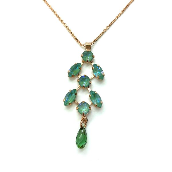 Mariana Necklace Pendant Fern Shaped Emerald & Fern Green Austrian Crystals My Treasures Coll.