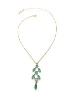 Mariana Necklace Pendant Fern Shaped Emerald & Fern Green Austrian Crystals My Treasures Coll. - Image 3