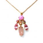 Necklace Pendant By Mariana Woman Rhodochrosite Mineral and Swarovski Crystals