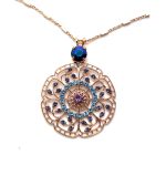 Necklace Pendant By Mariana Woman Chic Sapphire and Aquamarine Swarovski Crystals