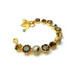 Bracelet By Mariana Woman Beautiful Flower Shape Bronze Swarovski Crystals. White - Image 3