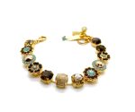 Bracelet By Mariana Woman Beautiful Flower Shape Bronze Swarovski Crystals. White - Image 2