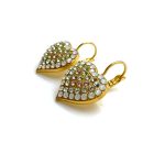 Mariana Earrings Heart Shaped in White Opal, Chrysolite & Lt Rose Austrian Crystals California Dreaming Songbook Coll. - Image 2