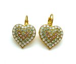 Mariana Earrings Heart Shaped in White Opal, Chrysolite & Lt Rose Austrian Crystals California Dreaming Songbook Coll.