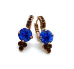 Earrings By Mariana Woman Stunning Royal Blue and Topaz Swarovski Crystals