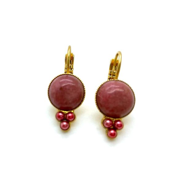 Mariana Earrings Lovely Pink Coral & Rouge Pearl Austrian Crystals Cherry Blossom Silk Road Coll.