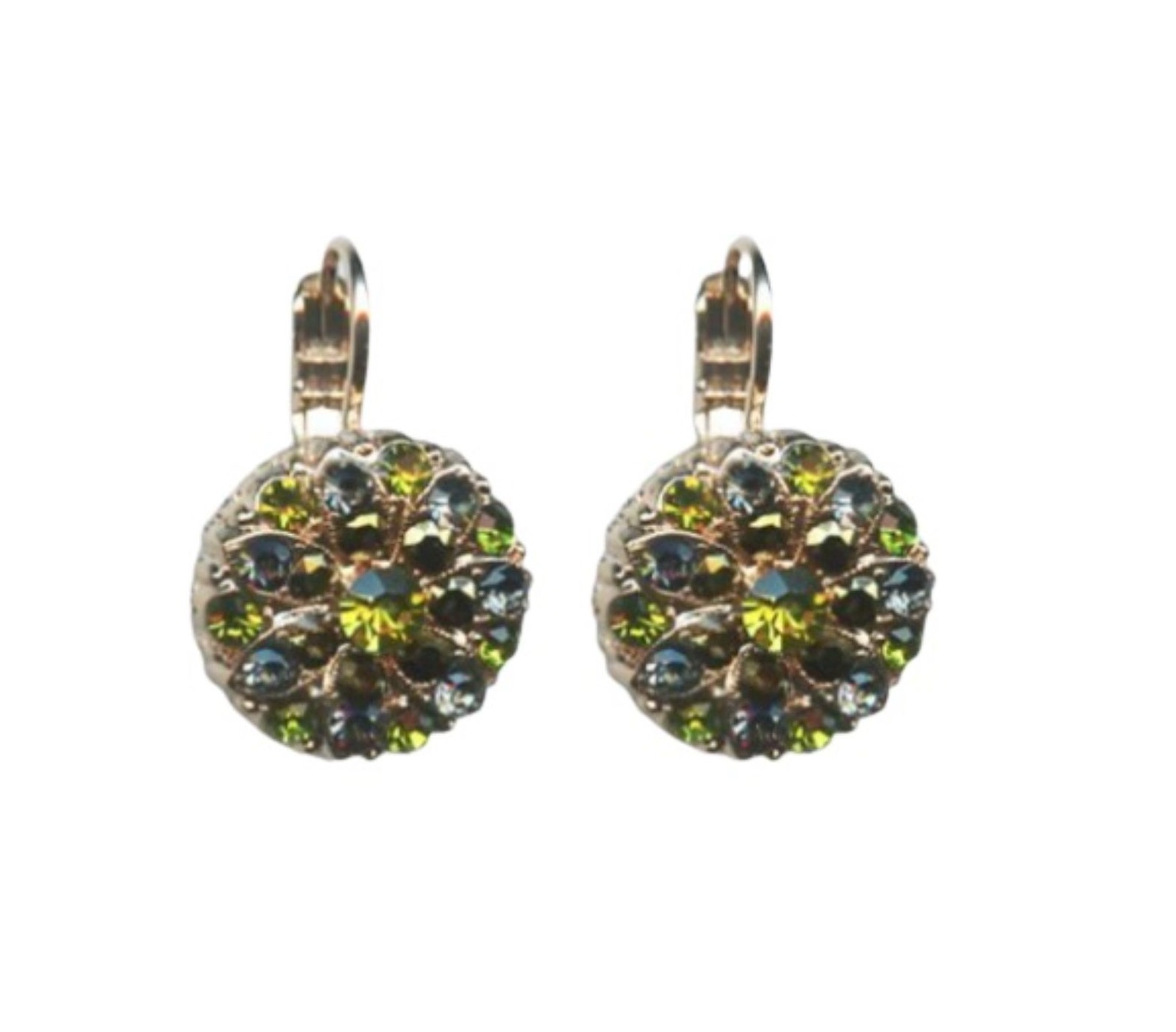 E-1029-901-RG6 (1) Mariana Earrings Gorgeous Floral in Peridot, Sapphire & Aurum Austrian Crystals Harmonia Odyssey 2018 Coll. - Image 1