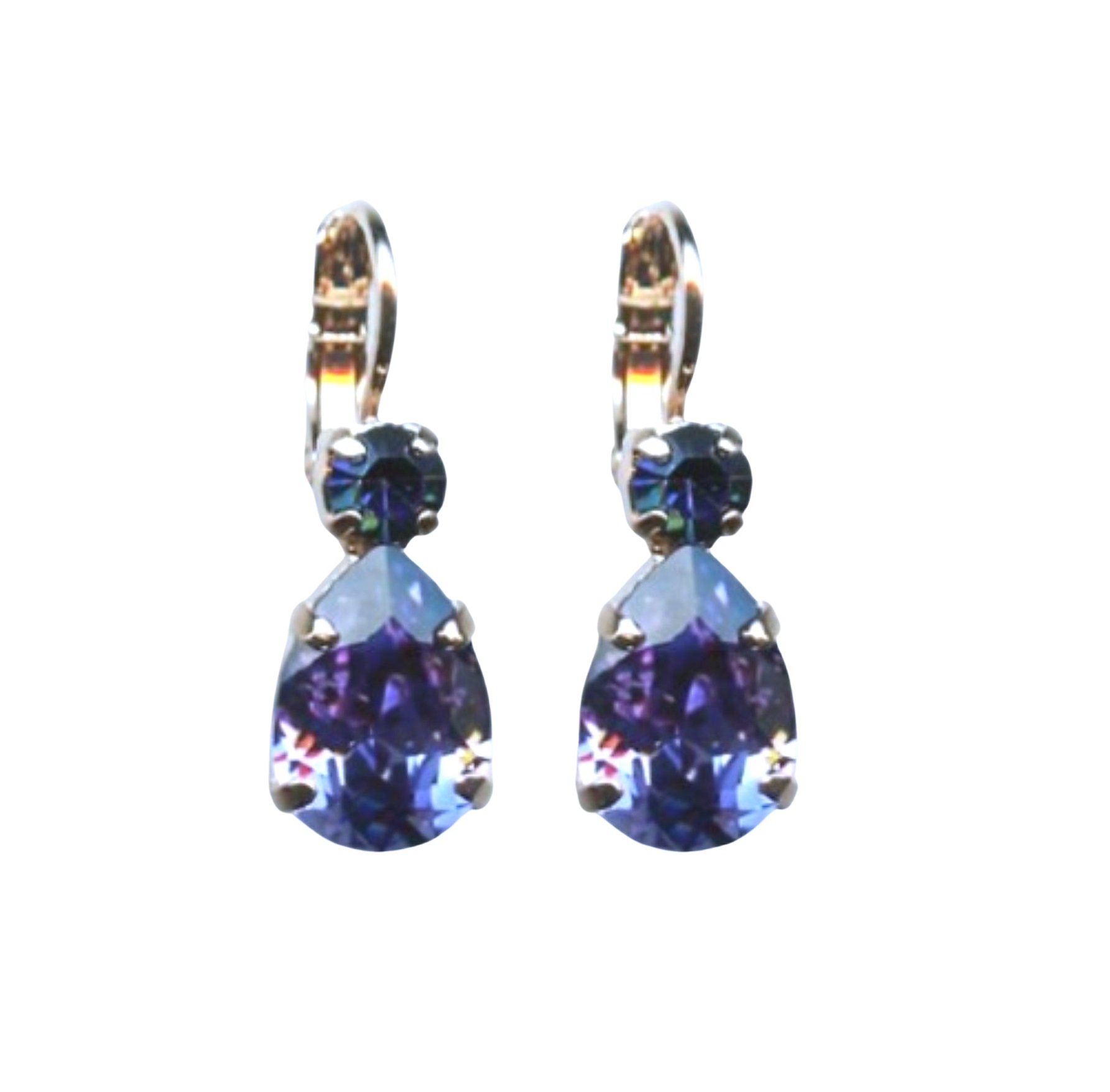 E-1032-3-144-RG6 (3) Mariana Earrings Pear Shaped Purple Delite & Heliotrope Austrian Crystals Winter 2019 Coll. - Image 1