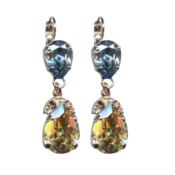 Mariana Earrings Elegant Amber, Lt Rose & Montana Blue Austrian Crystals Winter 2019 Coll.