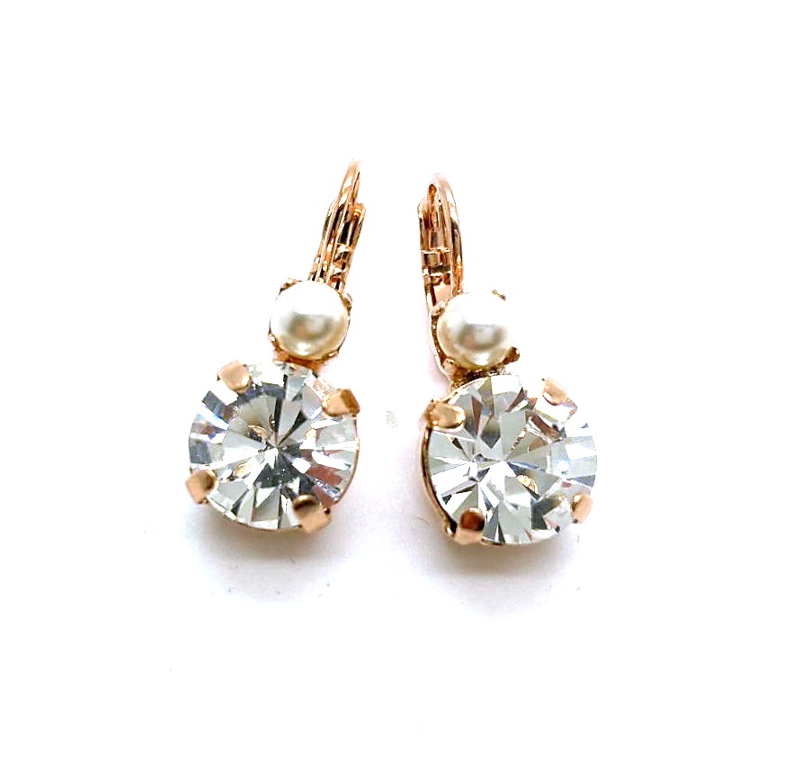 E-1037-139001-RG6 (3) Earrings By Mariana My Treasures Coll. Exquisite Cream Pearl & Clear Swarovski Crystals - Image 1