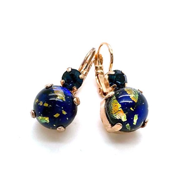 Mariana Earrings Alluring Navy Blue & Blue Goldstone Austrian Crystals City Lights Paradise Coll.
