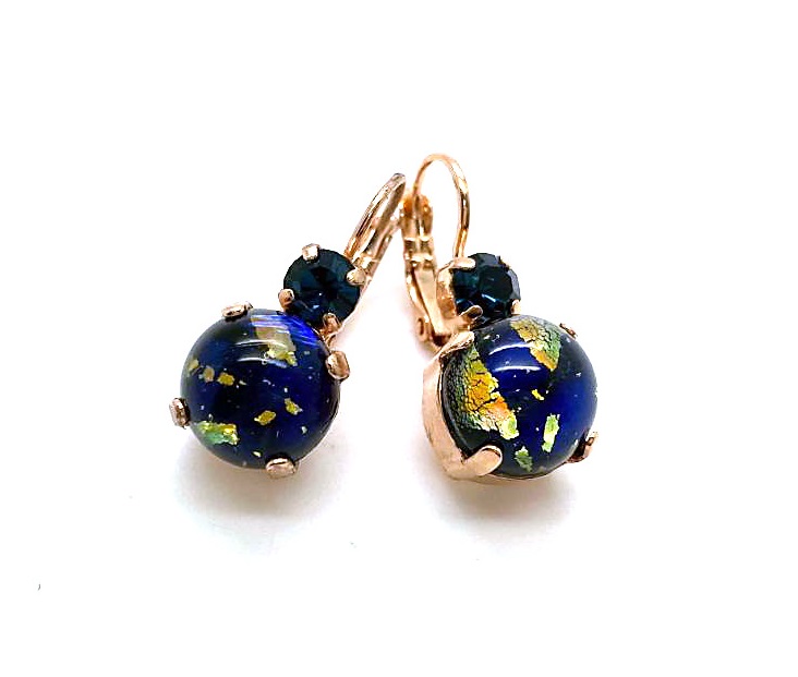 E-1037-3601-RG6 (3) Mariana Earrings Alluring Navy Blue & Blue Goldstone Austrian Crystals City Lights Paradise Coll. - Image 1