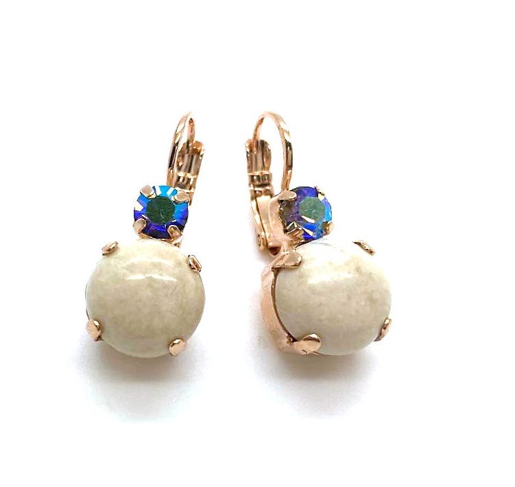 E-1037M-73-RG6 (3) Mariana Earrings Riverstone Mineral & AB Austrian Crystals My Treasures Coll. - Image 1