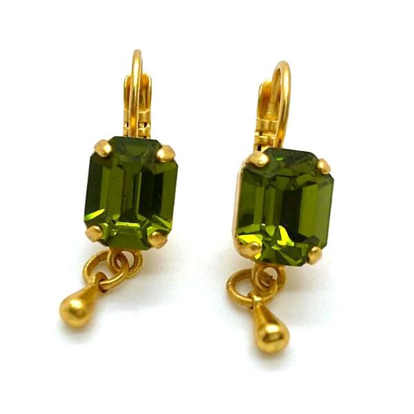 Mariana Earrings Classy Octagon Shaped Olivine Austrian Crystals My Treasures Coll.