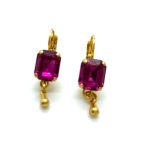 Mariana Earrings Adorable Octagon Shaped Fuchsia Austrian Crystals My Treasures Coll.
