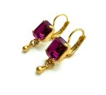 Mariana Earrings Adorable Octagon Shaped Fuchsia Austrian Crystals My Treasures Coll. - Image 2