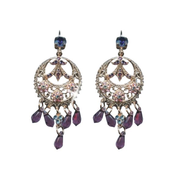Mariana Earrings Boho Gypsy Blues, Lt Rose & Amethyst Austrian Crystals Winter 2019 Coll.