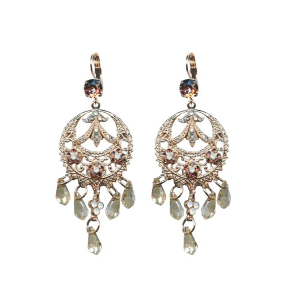 Earrings By Mariana Woman Classy Smoked Topaz and Opal Swarovski Crystals