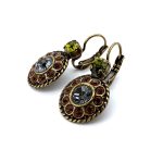 Earrings By Mariana Woman Adorable Smoked Topaz, Peridot and Silk Swarovski Crystals