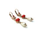 Mariana Earrings Gorgeous Cream Pearl. White Opal & Reds Austrian Crystals Joy of Life Happiness Coll. - Image 3