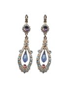 Mariana Earrings Finely Detailed Purples, Aquamarine & Lt Rose Austrian Crystals Winter 2019 Coll.