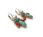 Mariana Earrings Sophisticated Cream Pearl, Turq & Red Austrian Crystals Joy of Life Happiness Coll. - Image 3