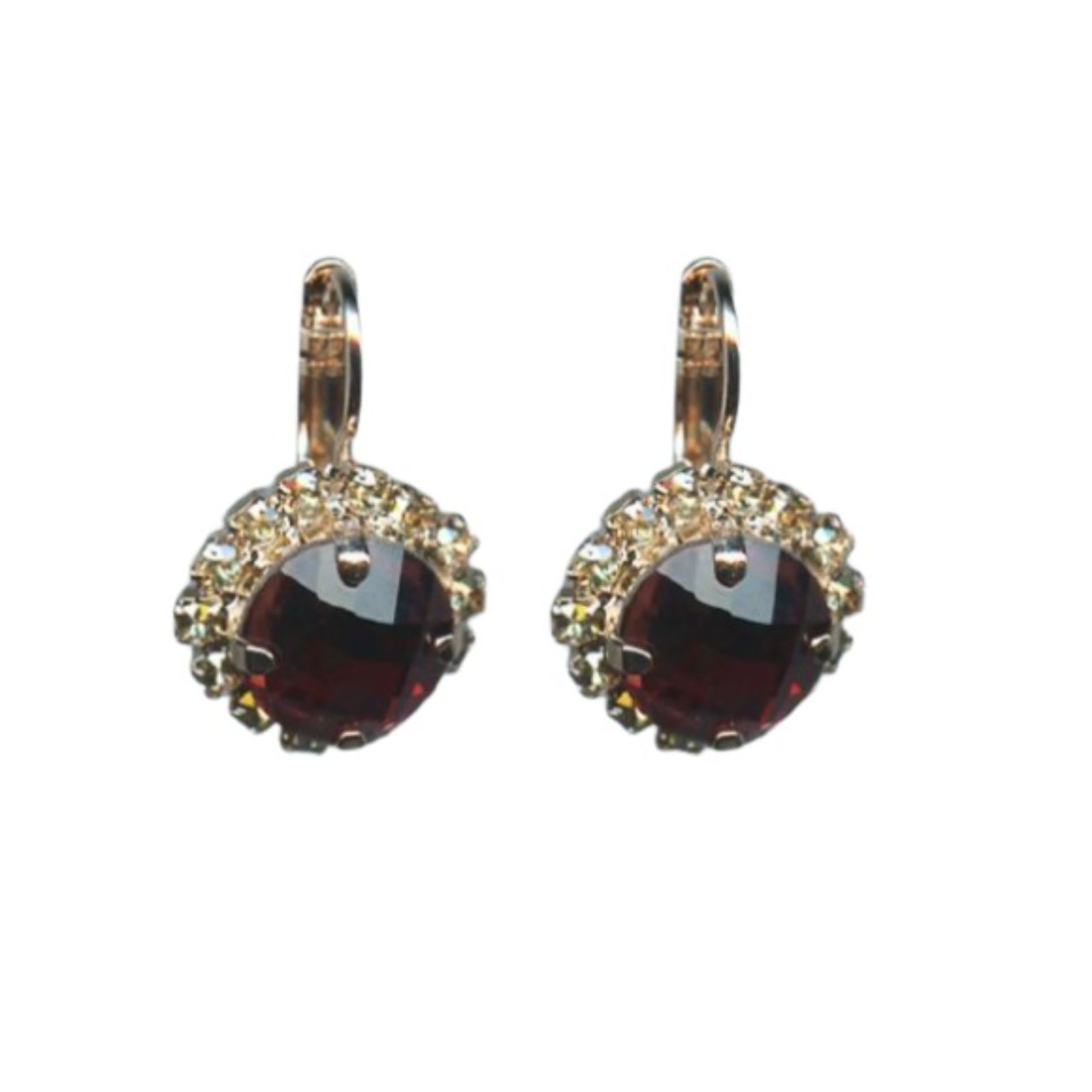 E-1137-1-146-RG6 (1) Mariana Earrings Exquisite Floral Burgundy & Champagne Austrian Crystals Winter 2019 Coll. - Image 1