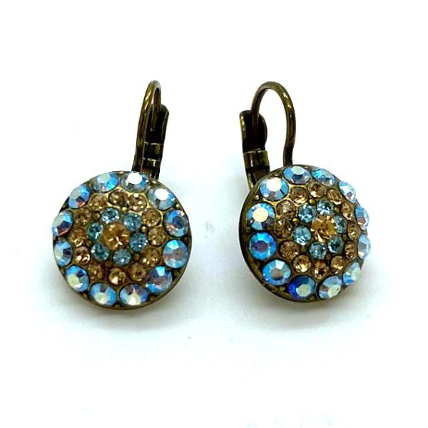 Mariana Earrings Floral in AB, Colorado Topaz & Aquamarine Austrian Crystals My Treasures Coll.