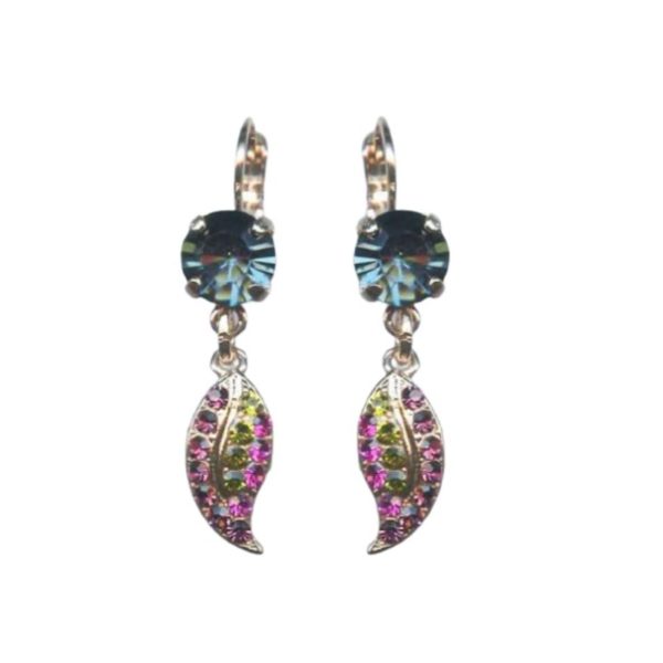 Mariana Earrings Finely Detailed Leaf in Blacks, Greens & Purples Austrian Crystals Winter 2019 Coll.