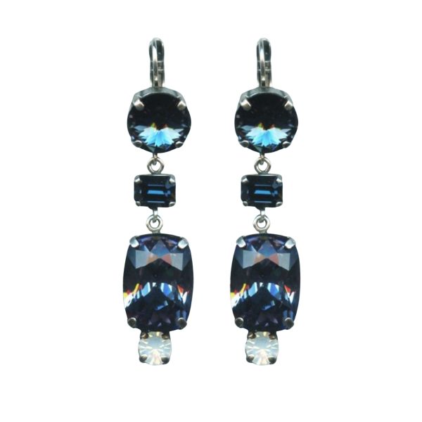 Mariana Earrings Exquisite Dangling Montana Blue & White Opal Austrian Crystals Mood Indigo Odyssey 2018 Coll.