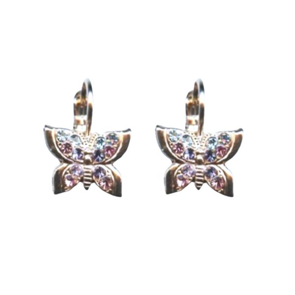 Mariana Earrings Butterfly Shaped in Lt Rose, Amethyst & Lt Sapphire Austrian Crystals Winter 2019 Coll.